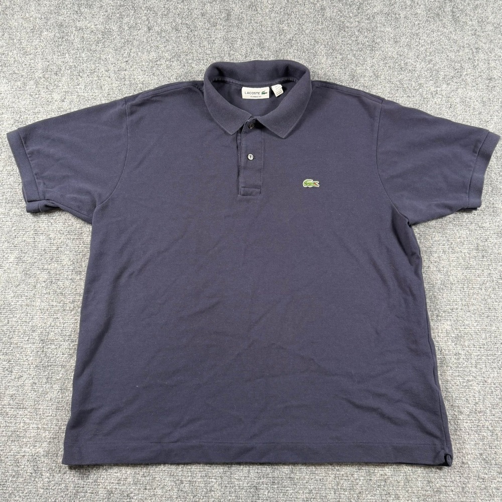 Lacoste Polo Shirt Mens XXL Navy Blue Classic Fit Cotton Pique Logo Short Sleeve